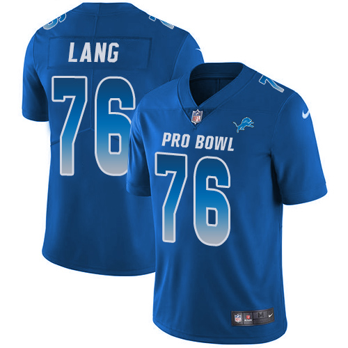 Nike Lions #76 T.J. Lang Royal Men's Stitched NFL Limited NFC 2018 Pro Bowl Jersey